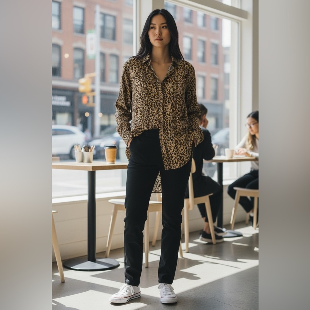 J.Crew Leopard Print Button-Front Tunic Shirt – Women’s Medium